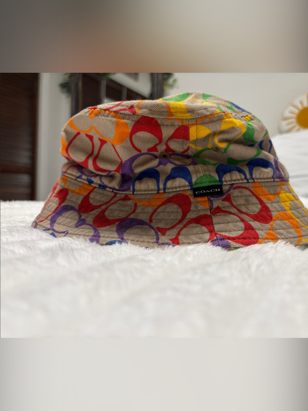 Coach Rainbow Signature Logo Bucket Hat